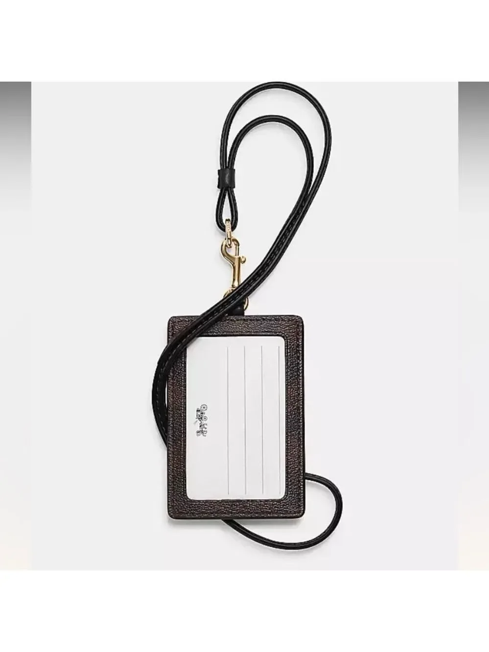 Coach ID Lanyard Signature C Black Brown NWT